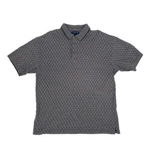 Izod Blue White Diamond Collared Short Sleeve Polo Shirt Size XL Men's